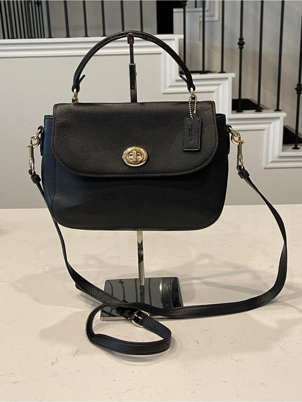 Coach C1557 Marlie Top Handle Leather Satchel/Shoulder Bag in Black